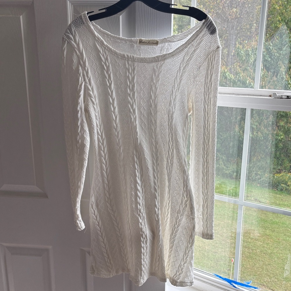 Elegant White Knit Women's Blouse